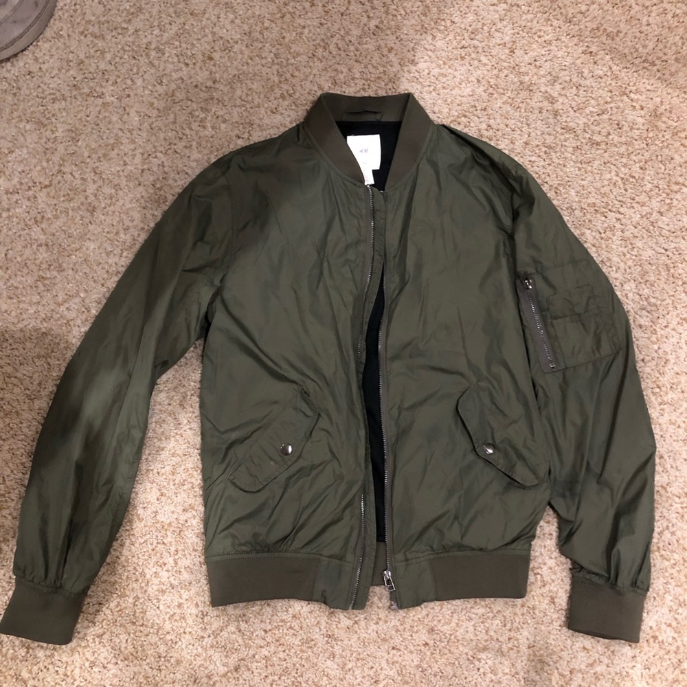 Green bomber jacket men's small h&m